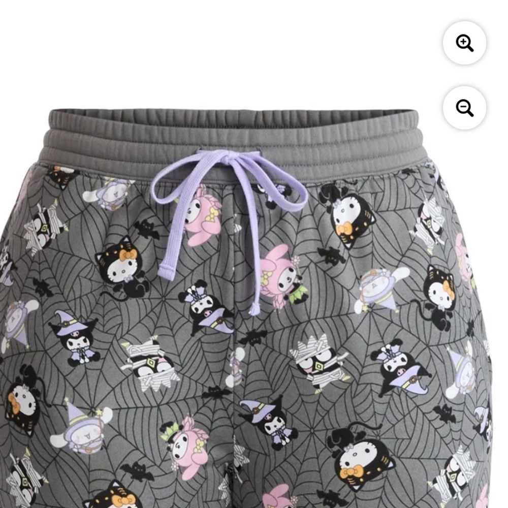 Hello Kitty Women’s Pewter Print Fleece Joggers Pants Size Small NWT - Picture 7 of 7